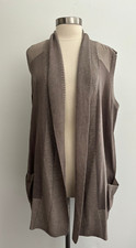 Chico's Brown Open Mid Length Cardigan Sweater Vest sz 3