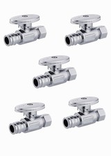 EFIELD 5 PCS 1/2" PEX-A 3/8"OD BRASS 1/4 TURN STRAIGHT STOP VALVE