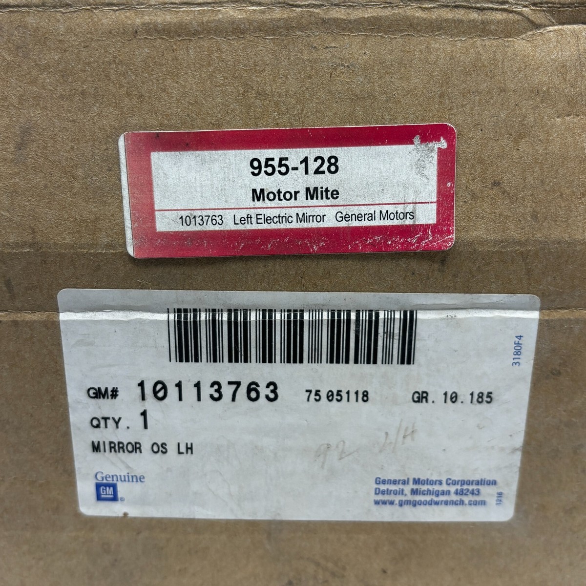 General Motors 10113763 Black Driver Door Mirror Power with