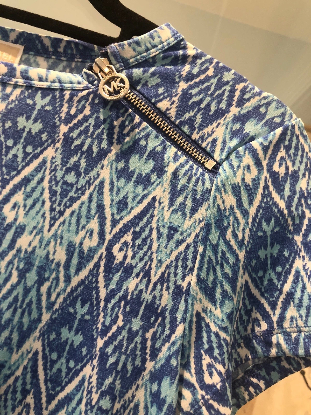 Abito Bodycon Elasticizzato Manica Corta MICHAEL KORS M Blu IKat Nuovo