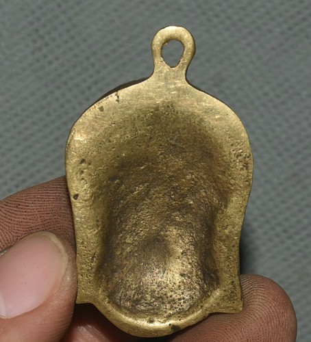 4,5 cm altes China Kupfer Gold Mahakala Wrathful Deity Head Amulett Anhänger - Bild 4 von 4