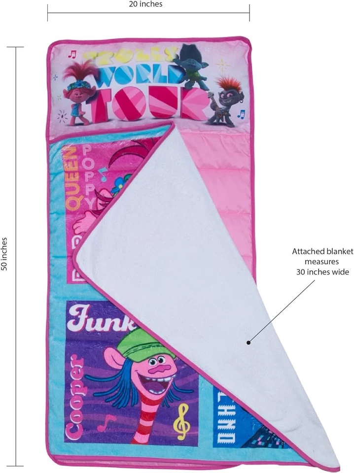 Alfombra para siestas Trolls World Tour para niños pequeños 46" x 21" para guardería y jardín de infantes Foto 3 de 4