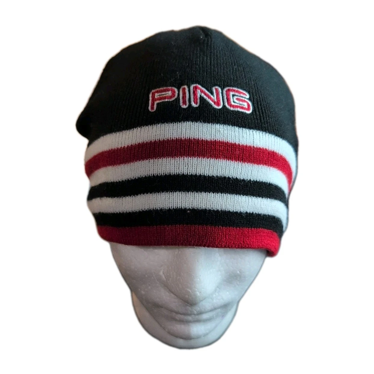 Ping Golf Beanie Hat Cap Red Black Fleece Lined Soft Work Wear Unisex