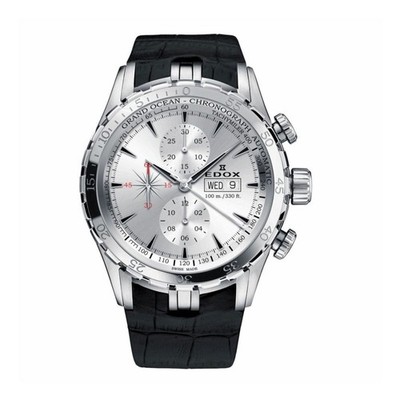 Edox Grand Ocean Men's Silver Dial Quartz Chrono Watch 01121 3C AIN