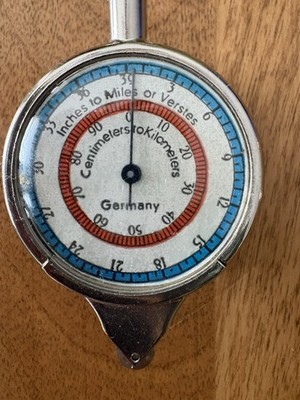 Vintage German Double Sided Opisometer Map Measuring Tool w/ Compass