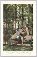 Gulfport Field MS WWII Students Repair Camouflaged Plane Guadalcanal Postcard 8G