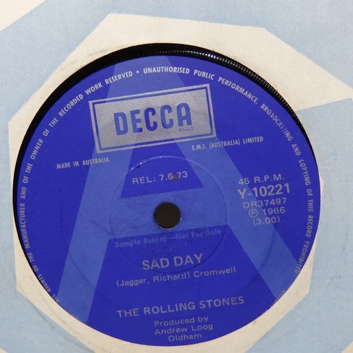 Rolling Stones - Sad Day (DECCA Y-10221) A-LABEL Aussie 45