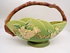 Vintage ROSEVILLE POTTERY APPLE BLOSSOM Basket 310-10 - Green