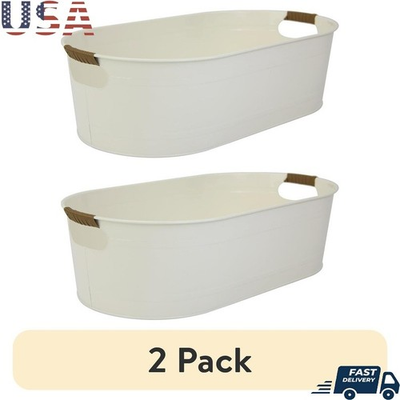 #ad Versatile Medium Oval Galvanized Tub Storage Party Use Ice Bucket Decor $43.86