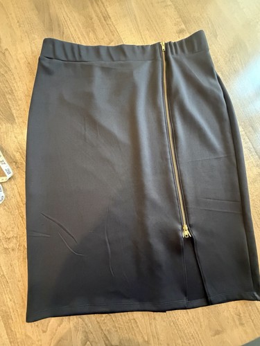 Bold Elements Women's Black Print Pencil Skirt With Gold Zippers Size XXL