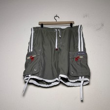Abercrombie  Fitch Swimming Trunks Green Grey Short Men 40 White Workout Cargo