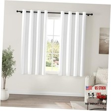 100 Blackout Pure Solid Curtains 63 Inches Long 52"W x 63"L Pack of 2 White