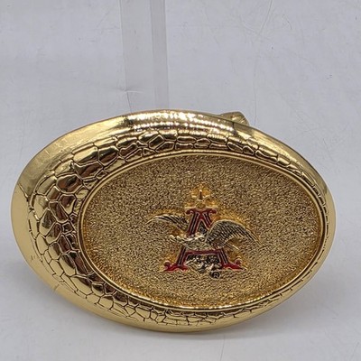 Vintage Men's Polished Gold Tone Anheuser Busch Belt Buckle Raintree 1982