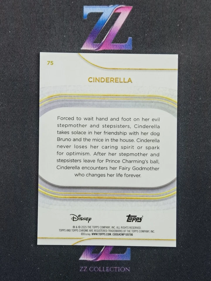2025 Topps Chrome Disney Teal 122/299 Cinderella #75 - Image 2 of 3