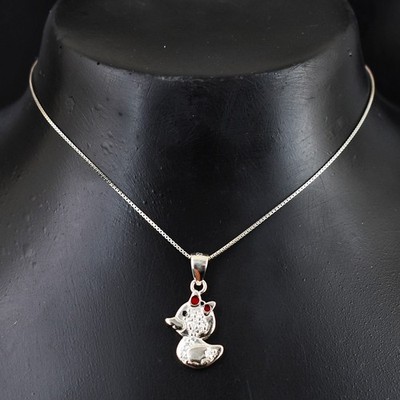2 Gramm Brillant 0,925 Sterling Silber Weißer Topas Anhänger mit Halskette 24 S654