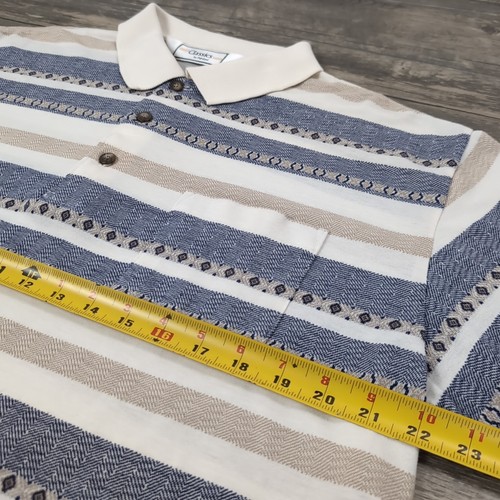 Vintage 1980s Palmland Men’s Striped Polo Shirt XL Blue White Golf Retro Casual - Bild 5 von 10