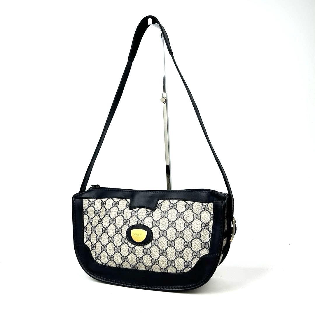 Gucci GG Supreme Shoulder Bag with Gold Hardware PVC Leather Luxury Handbag
