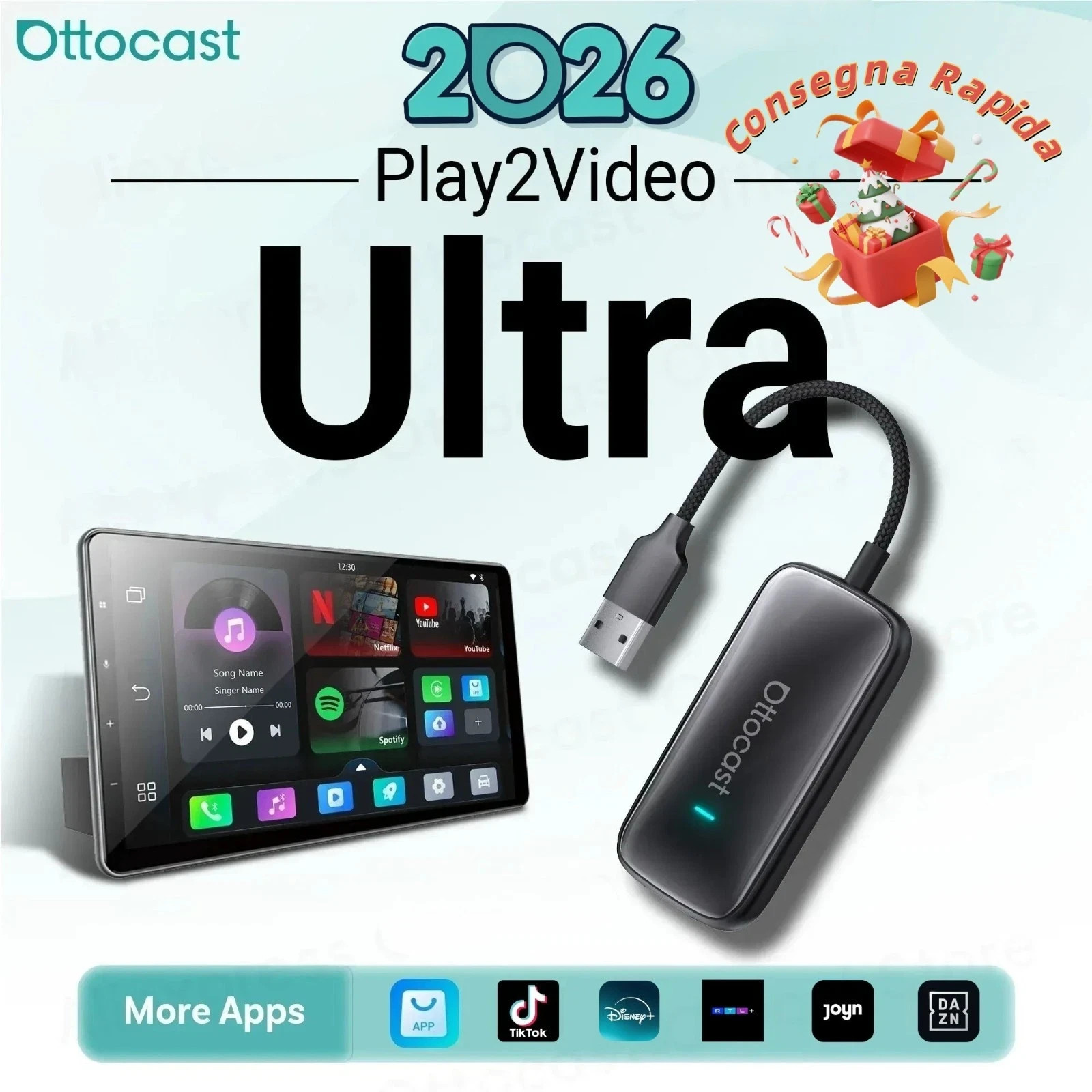 Ottocast Play2Video Ultra: Netflix e YouTube Wireless in Auto - AI Box