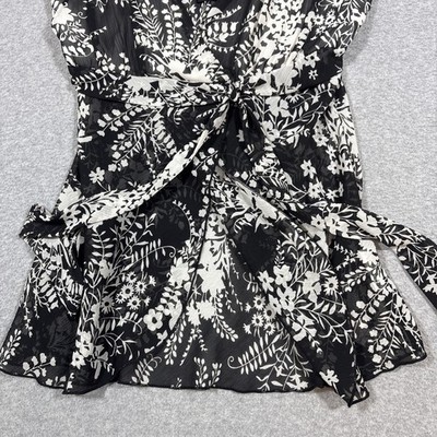 Vtg BCX Sz L Tank Top Y2K 2000s Floral Babydoll Whimsi Sheer Tie Front Black
