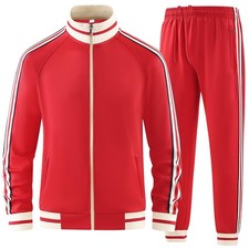 AURACIONE Men Tracksuits 2 Piece Outfits Long Sleeve Full Zip Sports Set Stan...