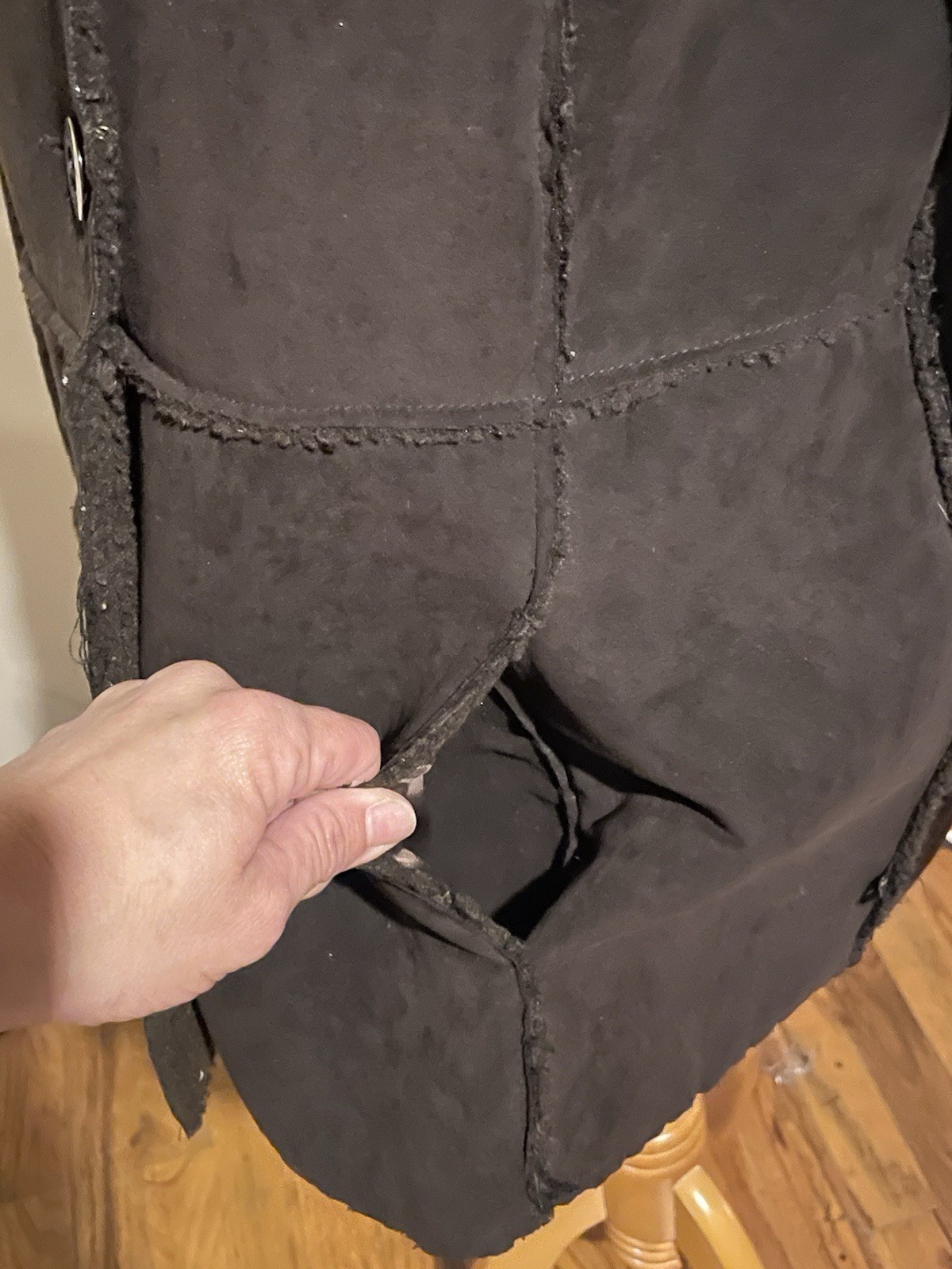 L.E.I. Coat Patchwork Shearling Button Down Faux … - image 7