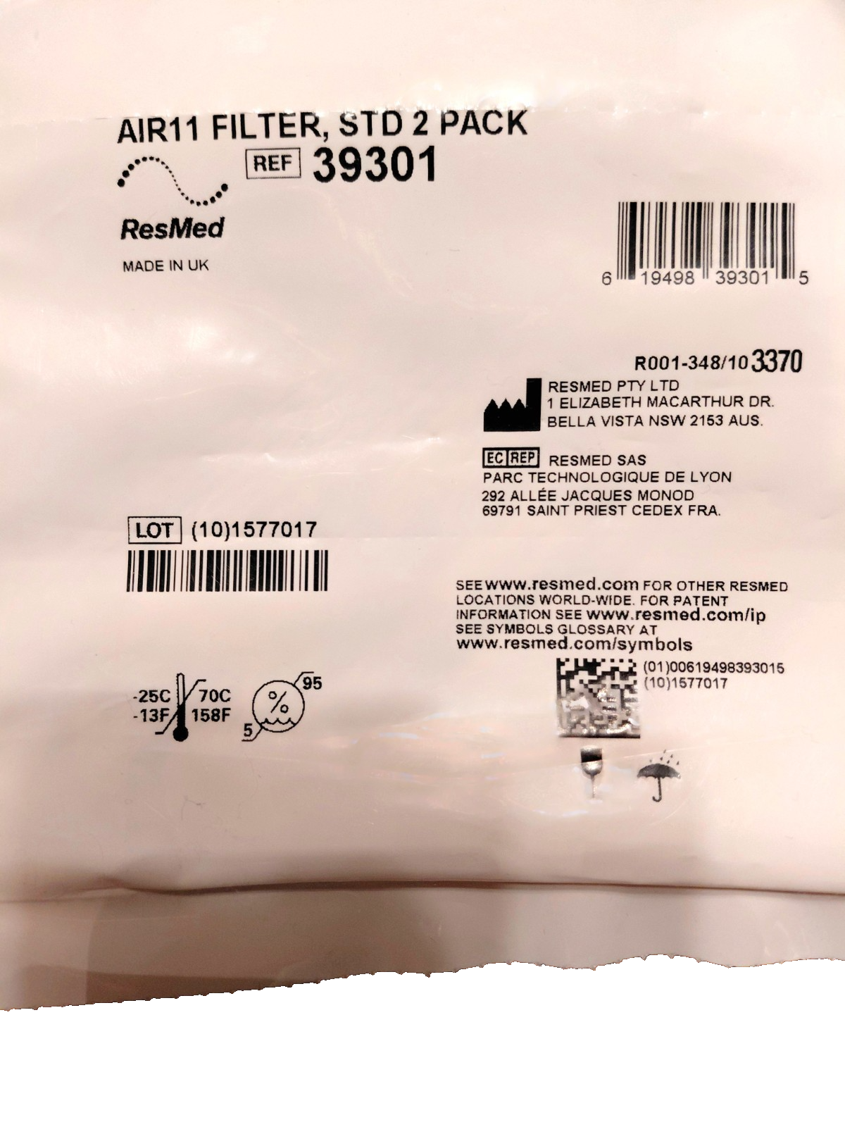 New ResMed Air 11 Filter STD 2 Pack Ref#39301 | eBay