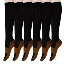 Graduated Copper Compression Socks 6 Pairs Knee High Socks for Men Women Pain...
