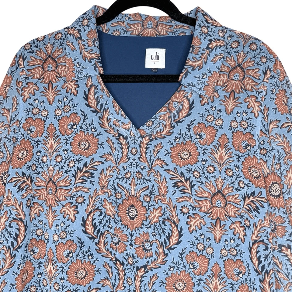 Vestido túnica manga larga CAbi Provincal azul y marrón en capas talla L Foto 4 de 4