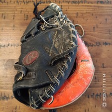 Rawlings Mike Piazza RCM30BT Catcher Mitt Glove Black/Orange Leather Adult RH b4