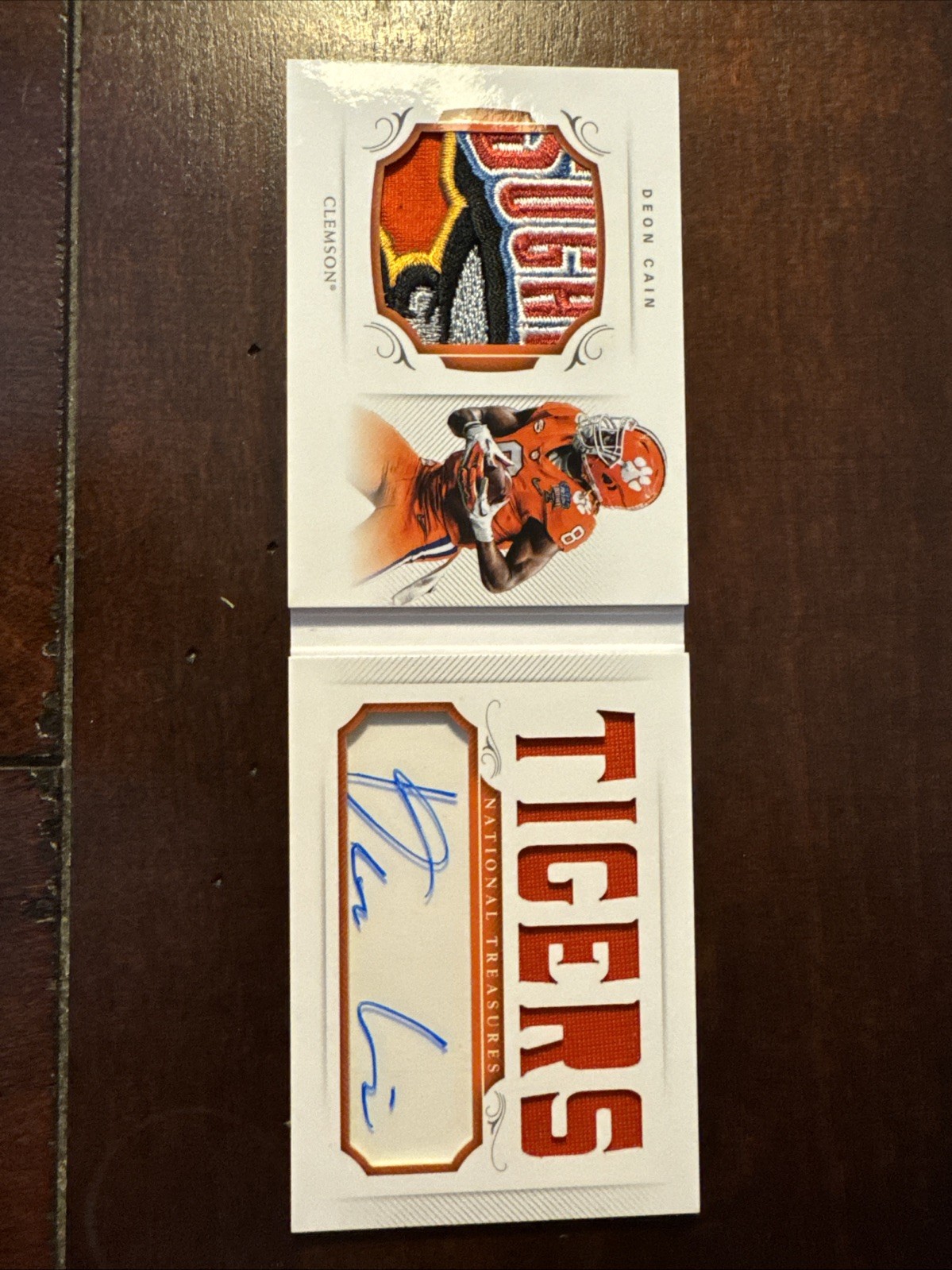 2018 Panini National Treasures Collegiate #14 Deon Cain Booklet /10 Auto RC view 6
