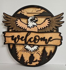 American 3D Wooden Eagle Welcome Sign Celebrating 250 Years USA of We the People