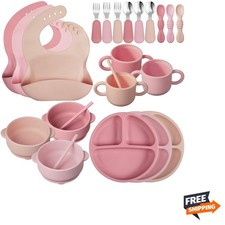 Complete Silicone Baby Feeding Supplies - 24 pcs for Safe  Independent Eating
