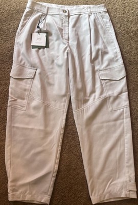 Marella Monochrome Stone Baggy Leg Cargo Pant NWT $395 Size 12