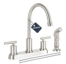 3 Hole Kitchen Faucet, Brushed Nickel Two Handles Kitchen Faucet, RV Kitchen ...