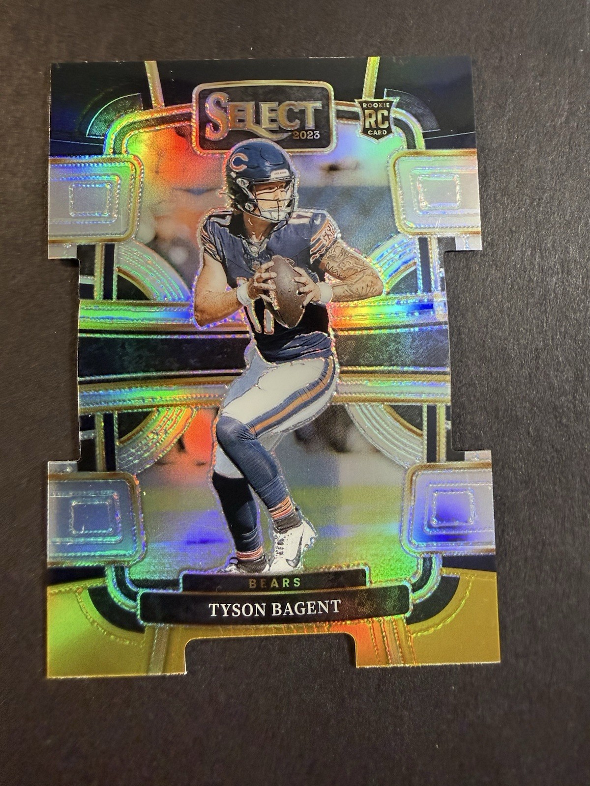 2023 Panini Select #18 Tyson Bagent RC Black and Gold Prizms Die Cuts