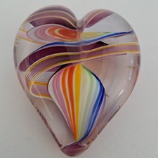 Steven Maslach Cuneo Forno Arcobaleno Cuore Arte Vetro Fermacarte Appro 2,25-2,5"