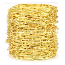 100Ft - Gold Paperclip Chain - 3/16" x 5/8" Link - Craft Jewelry Home Hardware
