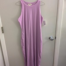 Open Edit Pink Sleeveless Maxi Dress Nylon Spandex Blend Large Summer Clean Girl