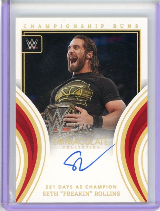 2023 PANINI IMMACULATE WWE CHAMPIONSHIP RUNS AUTO SETH ROLLINS 31/49