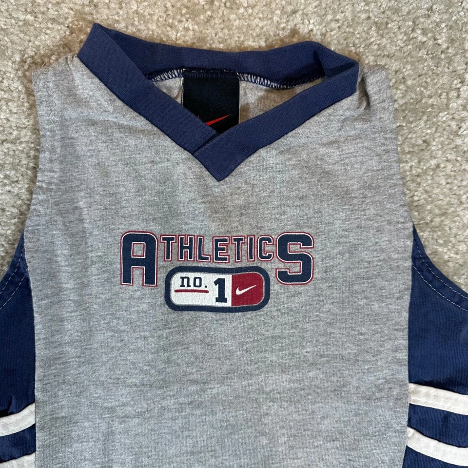 Nike Athletics Vtg No. 1 Toddler T-Shirt Sleeveless Gray Blue 4T Kid's Tank Top - Image 2 of 4