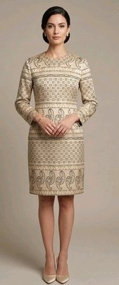 Vintage Mary Mcfadden Brocade Dress Esther Wolf Houston Black Gold Event Size L*
