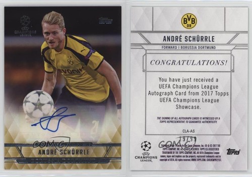 2016-17 Topps UCL Showcase Champions League Gold 19/99 Andre Schurrle Auto 14tf - Picture 3 of 3