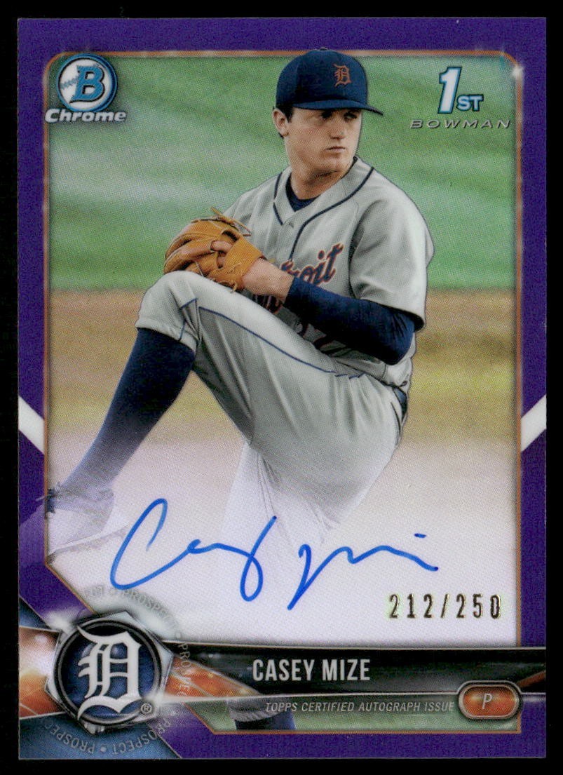 2018 Bowman Draft Chrome Autographs Purple Refractors #CDA-CM Casey Mize 212/250