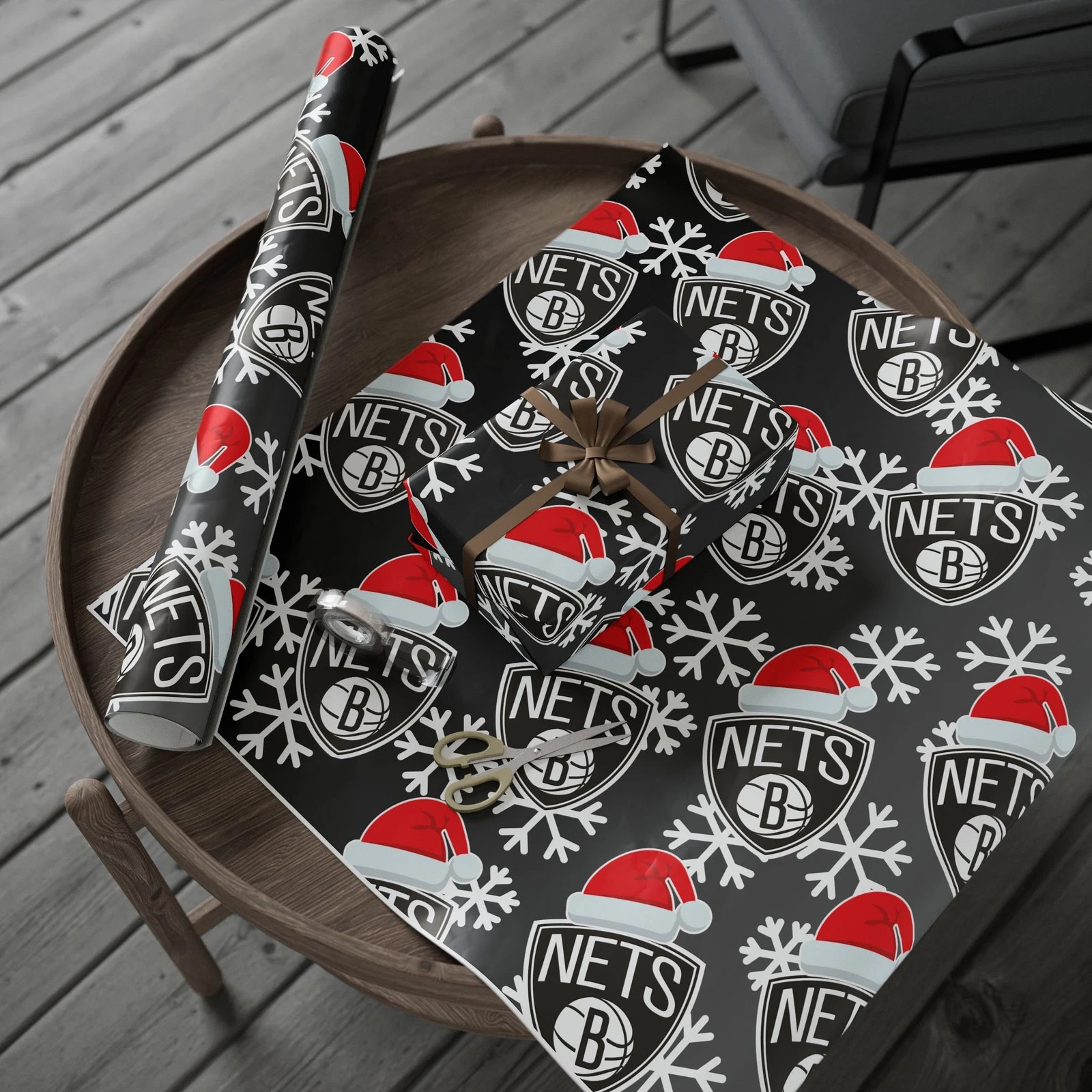 Brooklyn Nets Gift Wrap for Holidays, Christmas Basketball Wrapping Paper