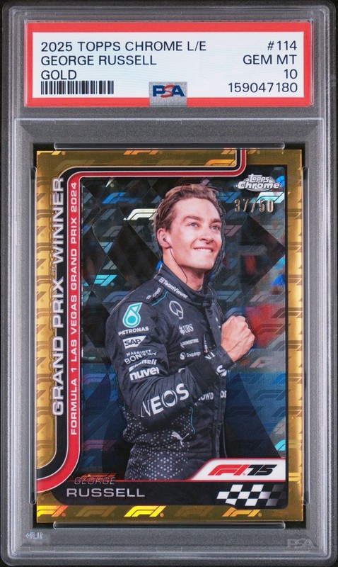 2025 Topps Chrome F1 George Russell GOLD Logo Fractor PSA 10!! POP 1 🔥🔥🏎️🏎️