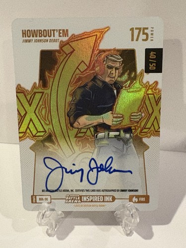 Bo Jackson Battle Arena #BFA-90 Howbout'em Fire Auto /50 Jimmy Johnson