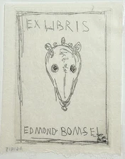 Alberto GIACOMETTI - Ex-libris for Edmond Bomsel. 1961. Etching. Etching.