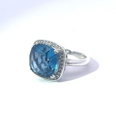 Suzy Levian Ring Sterlingsilber 925 Blautopas & Zirkonia Größe 7