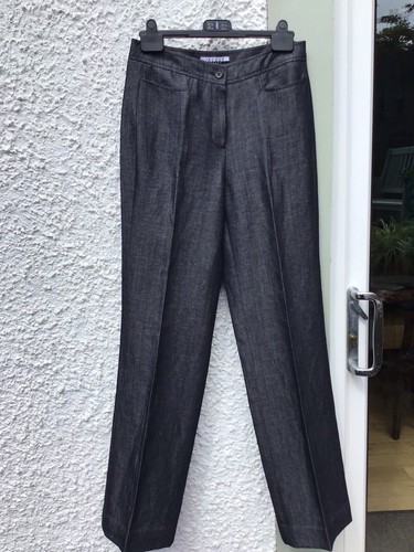 Vintage Jaeger Linen Trousers. UK10L Press Sample SS11. Nautical Grey/Blue Denim - Picture 10 of 14