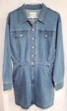 NWT New Jessica Simpson Medium Blue Denim Front Zipper Stretch Pockets Dress 